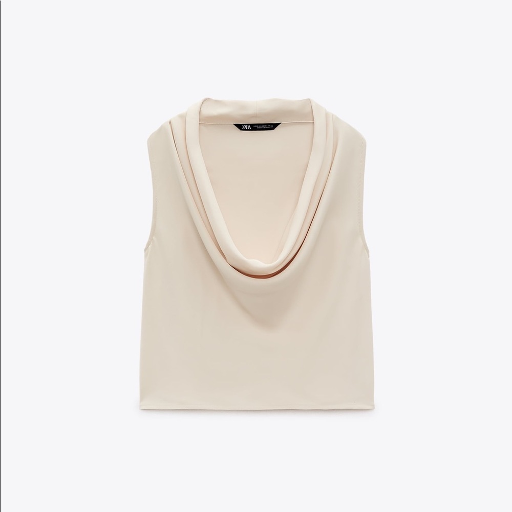 Zara Ecru Flowy Neckline Top - Picture 6 of 7
